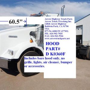 Kenworth T800 Hood: '94 & Up W/ Curved Windshield - 60.5" Half Fender W/ Air Breather Cutouts Aftermarket