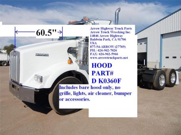 Kenworth T800 Hood: '94 & Up W/ Curved Windshield - 60.5" Half Fender W/ Air Breather Cutouts Aftermarket