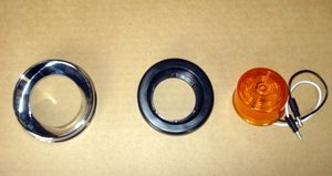 Bumper Light Assembly: Round Amber 2" LED w/ Screwless Bezel & Grommet
