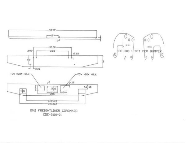 Freightliner Coronado Bumper:12" - Chrome Steel