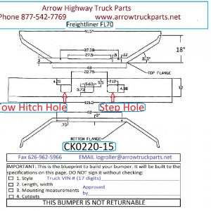 Freightliner FL60, FL70, & FL80 Bumper: Chrome Steel 1 Piece