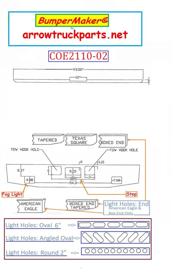 BumperMaker: Freightliner Coronado 2010 & Up 12" Style (Wider Than 12" Requires Brackets)